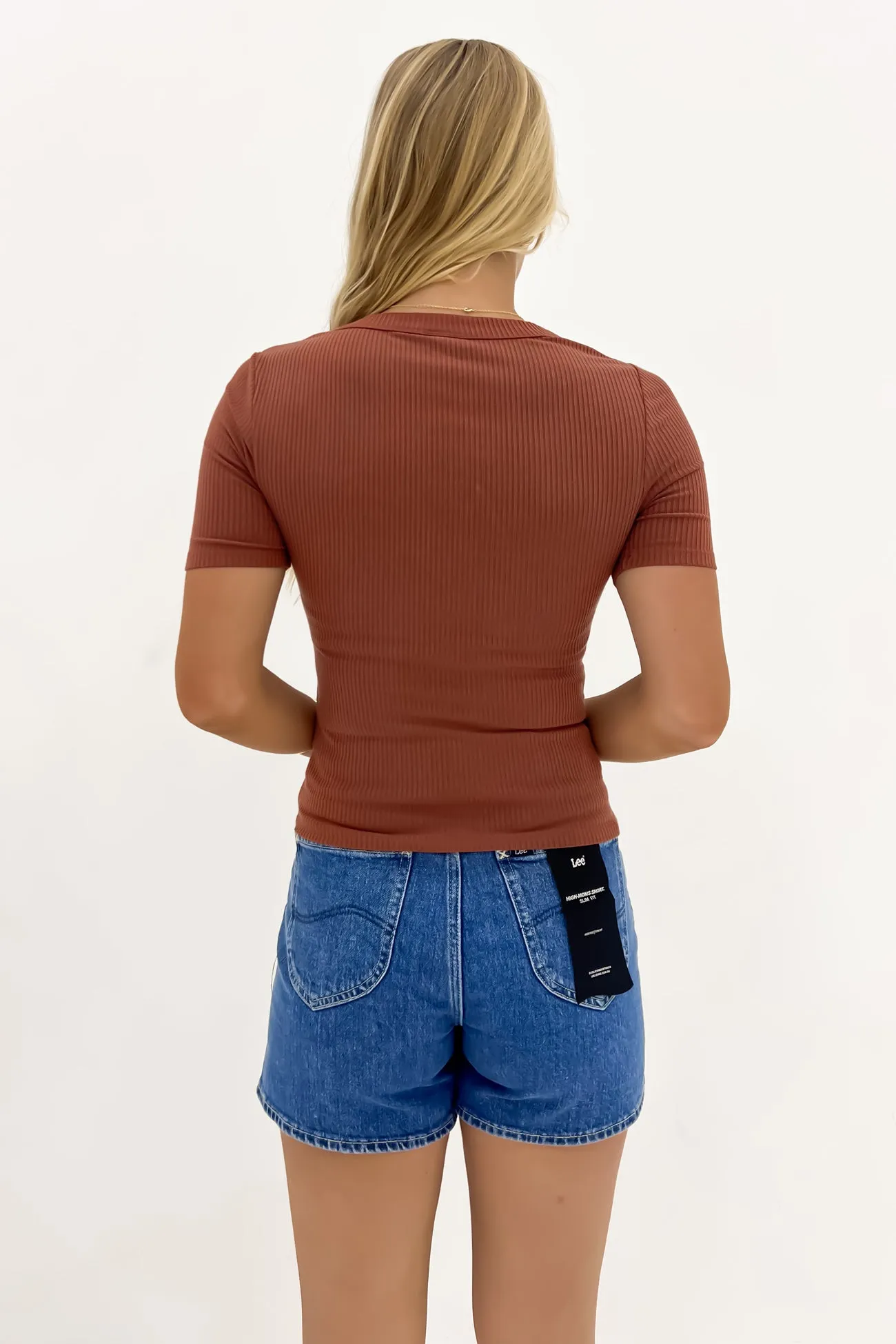 Scoop Slim Rib Tee Terracotta Easy-Going Style On-the-Go Comfort