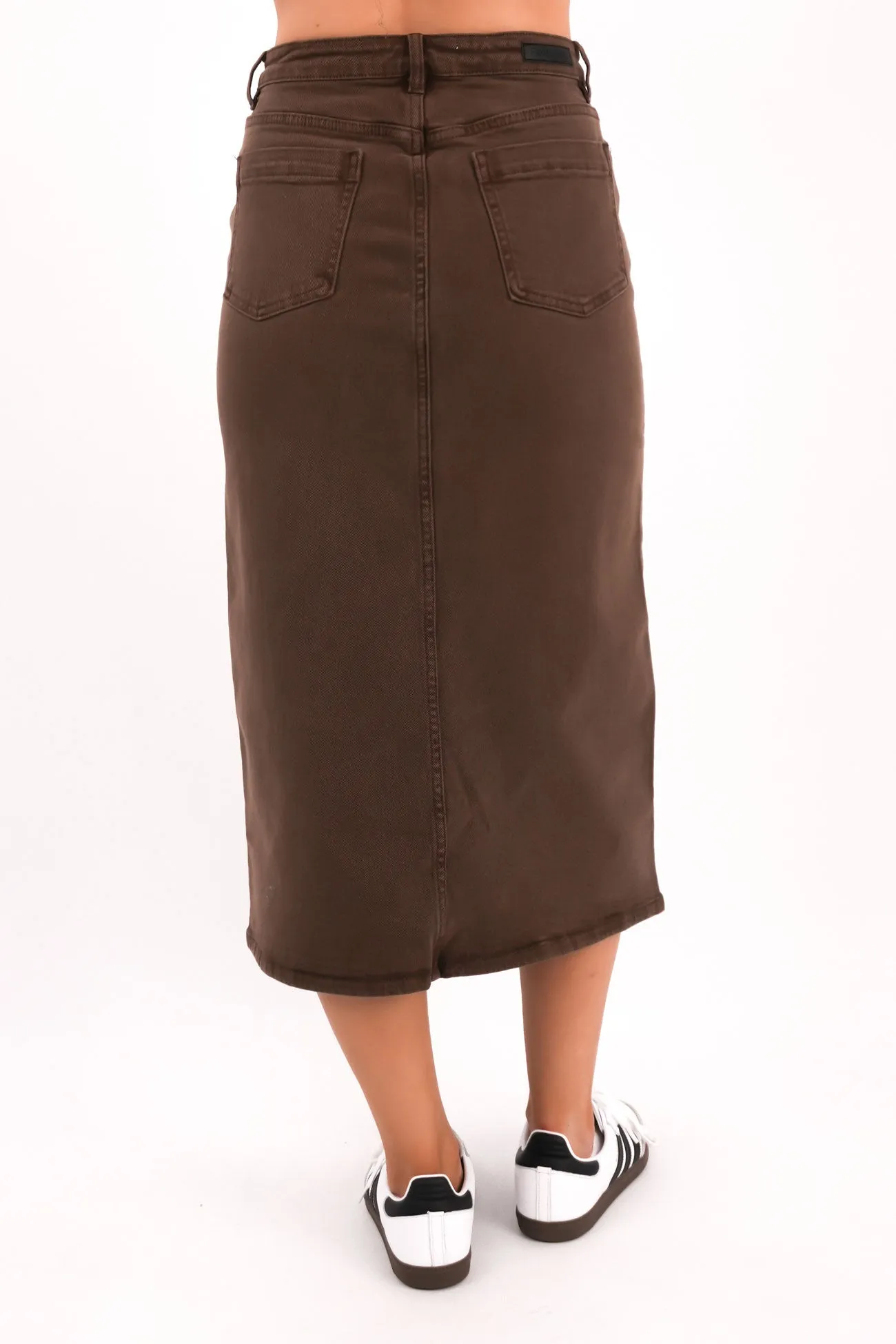Scout Midi Skirt Chocolate Fold Over Design