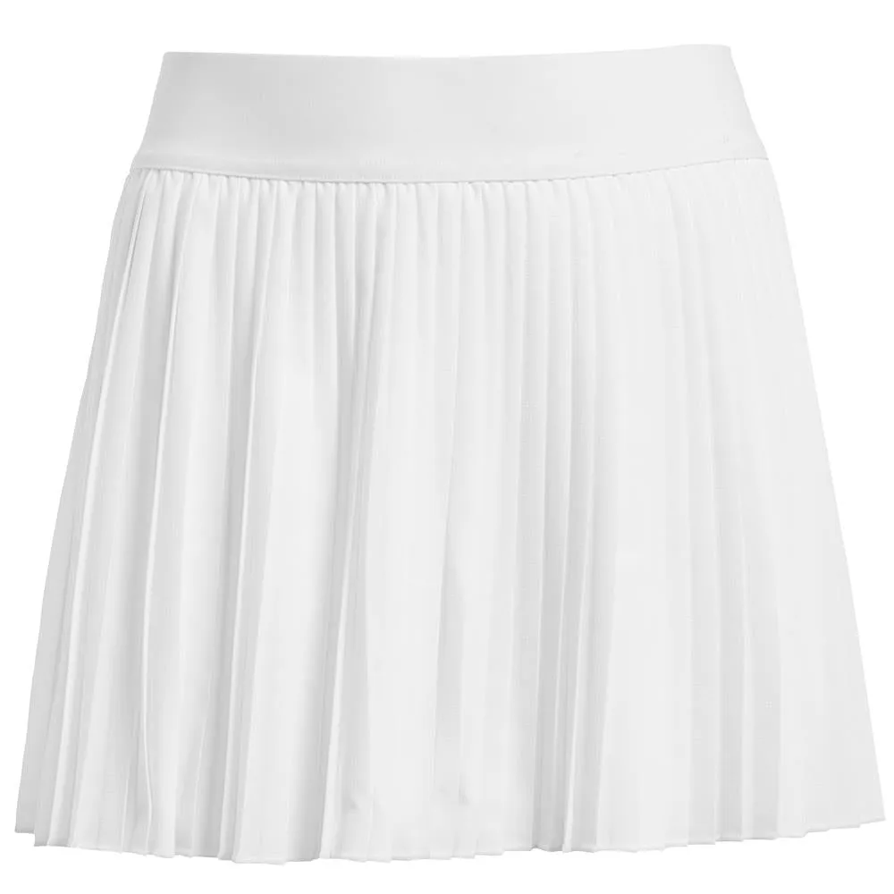 adidas Girl's Club Pleated Skirt - White Linen Fabric Zip-up