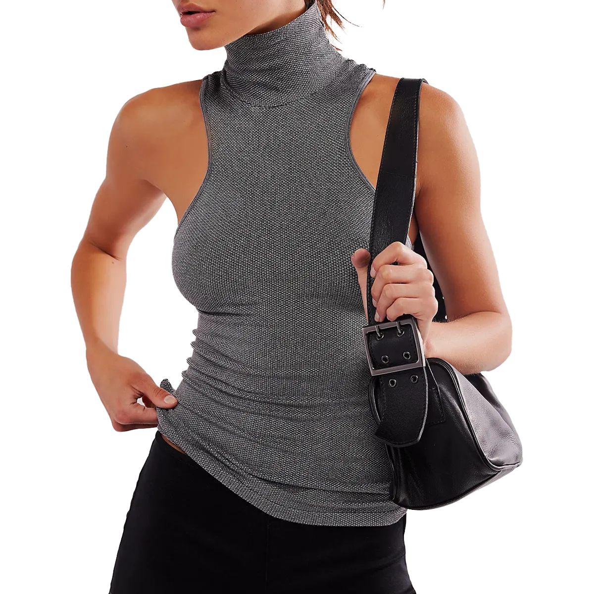 Roll Up Sleeve Design Quick Dry Tech Women's Always Ready Seamless Turtleneck Tank