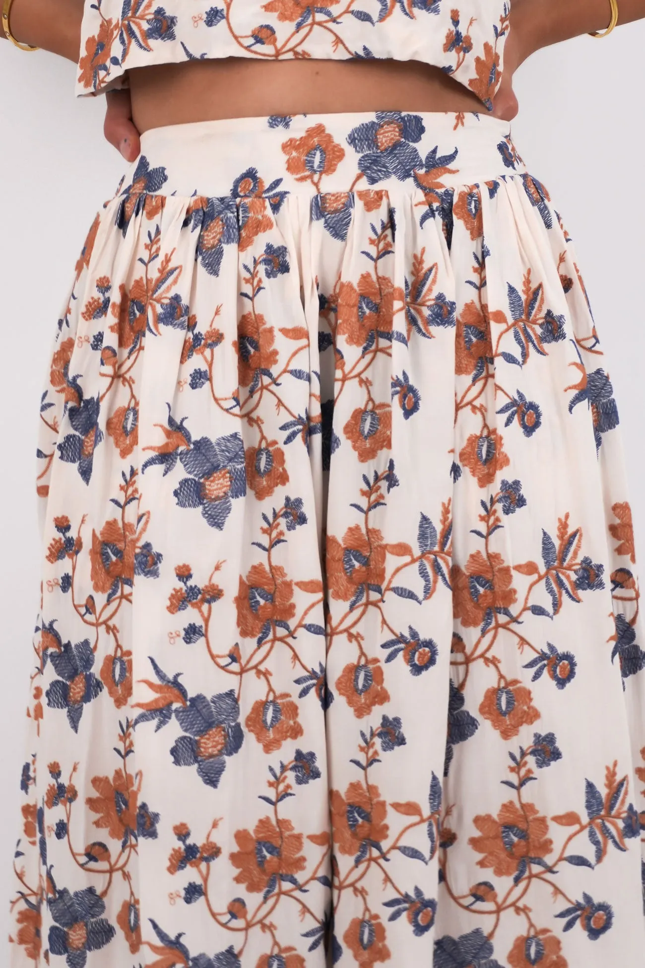 Reinforced Seams Luca Full Skirt Floral Embroidery