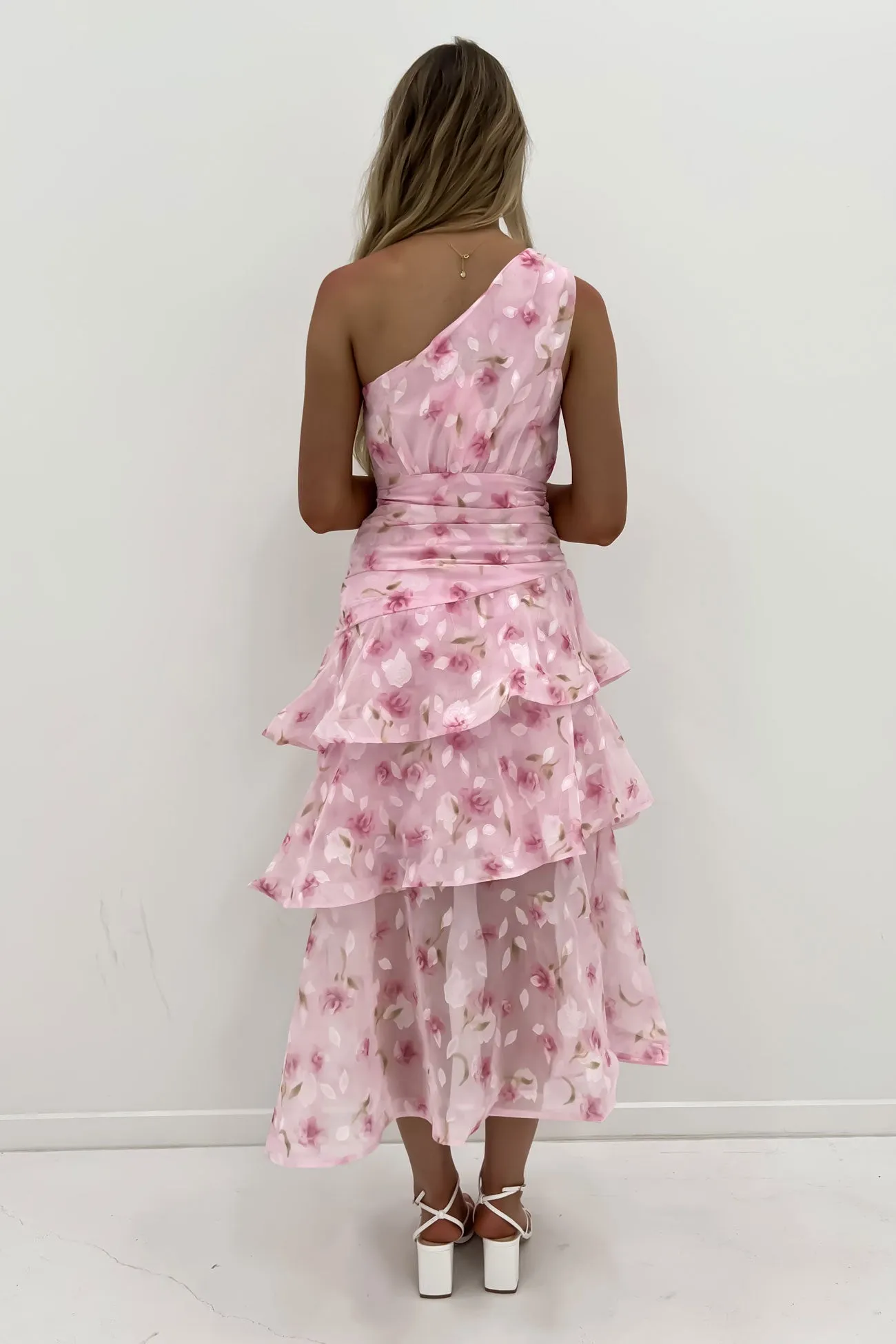 Seema Midi Dress Pink Frolic Lightweight and Breezy Classic Mood