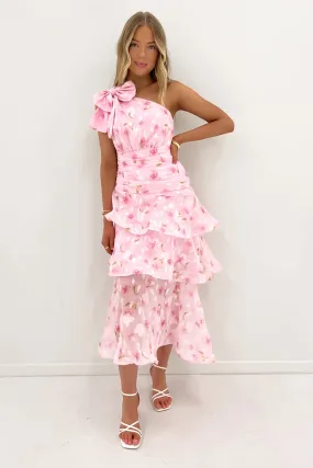 Seema Midi Dress Pink Frolic Quick Glam Edgy Layers
