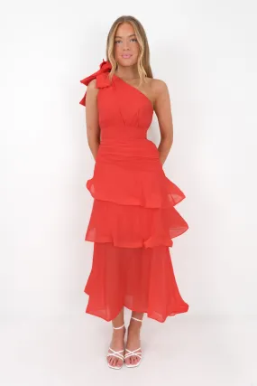 Seema Midi Dress Red Floral design