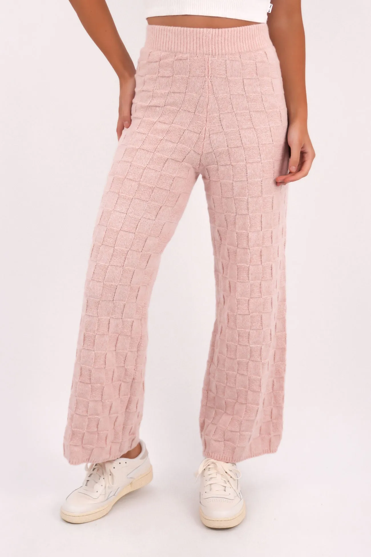 Eleanor Knit Pant Pink Breathable Layer Chic Design