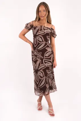 Nydia Midi Dress Chocolate Bright Mood Silky Touch