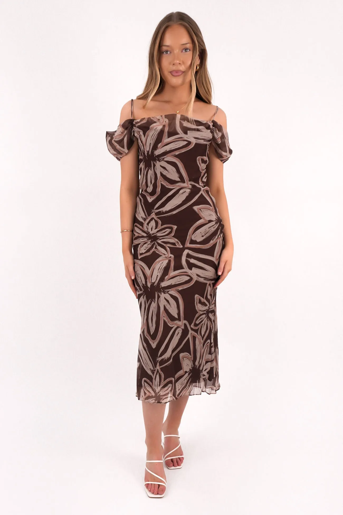 Smooth Drape Beachwear Nydia Midi Dress Chocolate