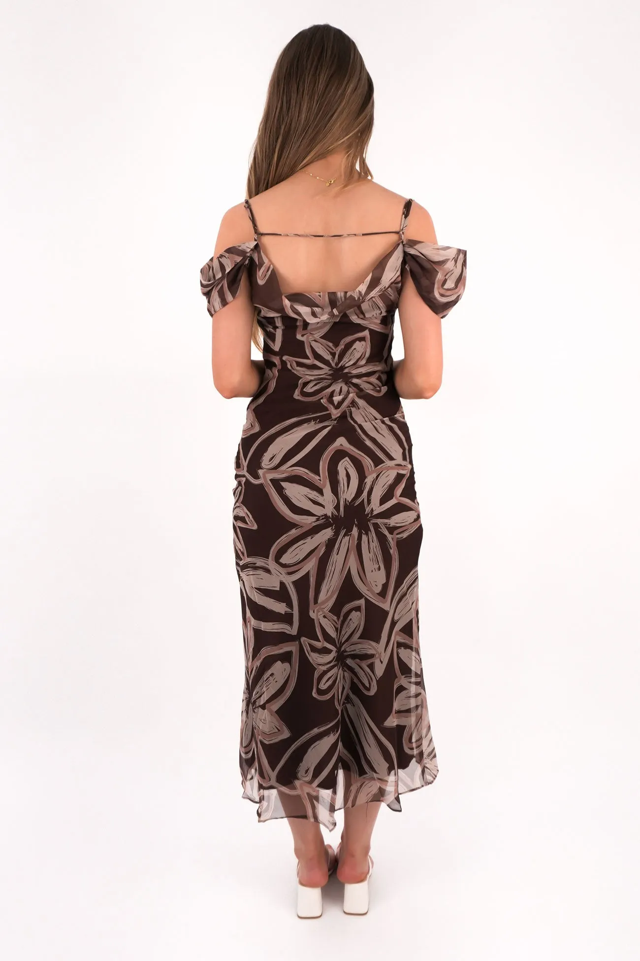 Classic structured dress Nydia Midi Dress Chocolate