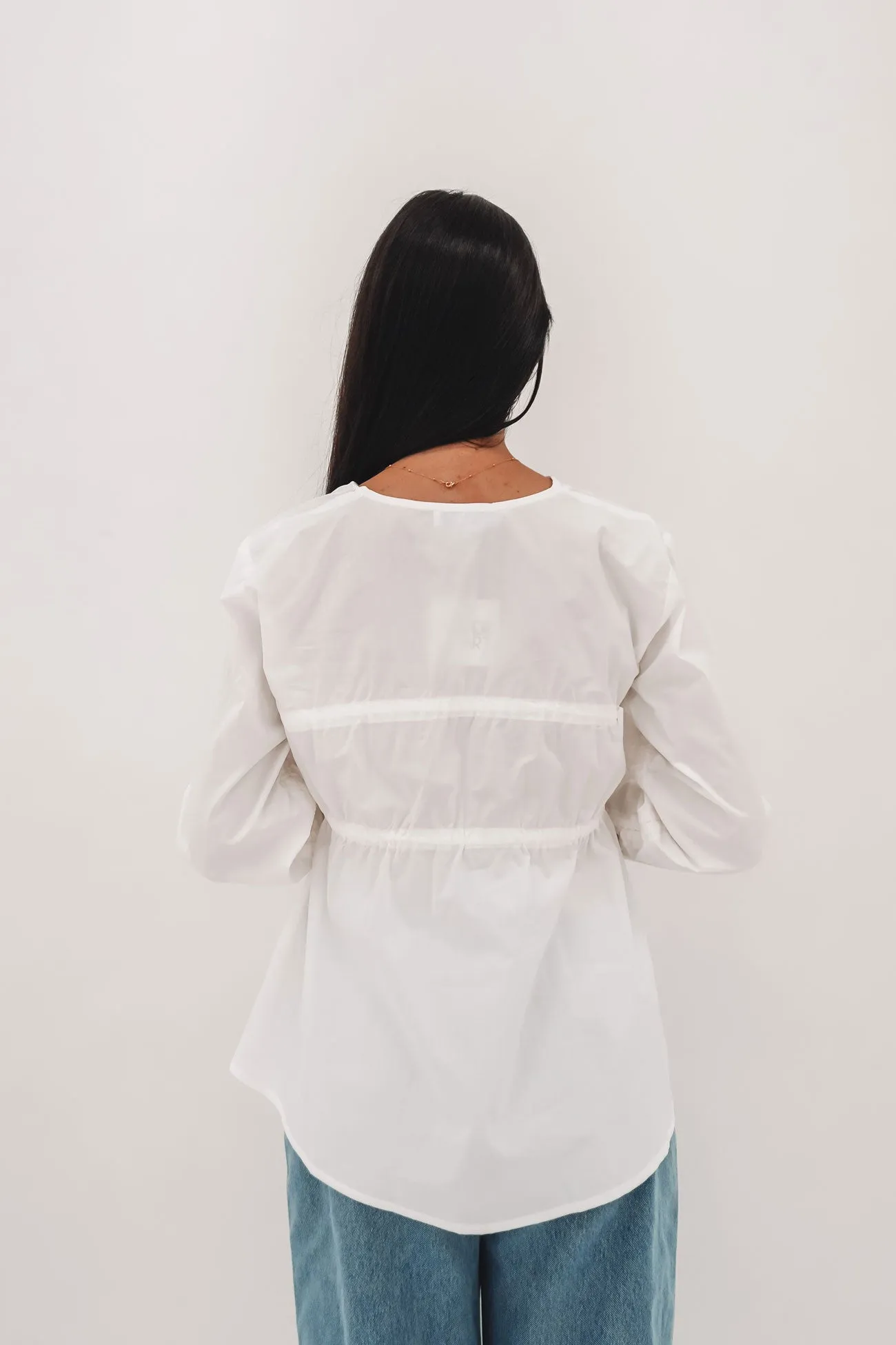 Metallic Serenity Long Sleeve Top White