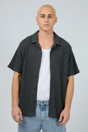 Bold Prints stain resistant coating Session Waffle Short Sleeve Shirt Charcoal