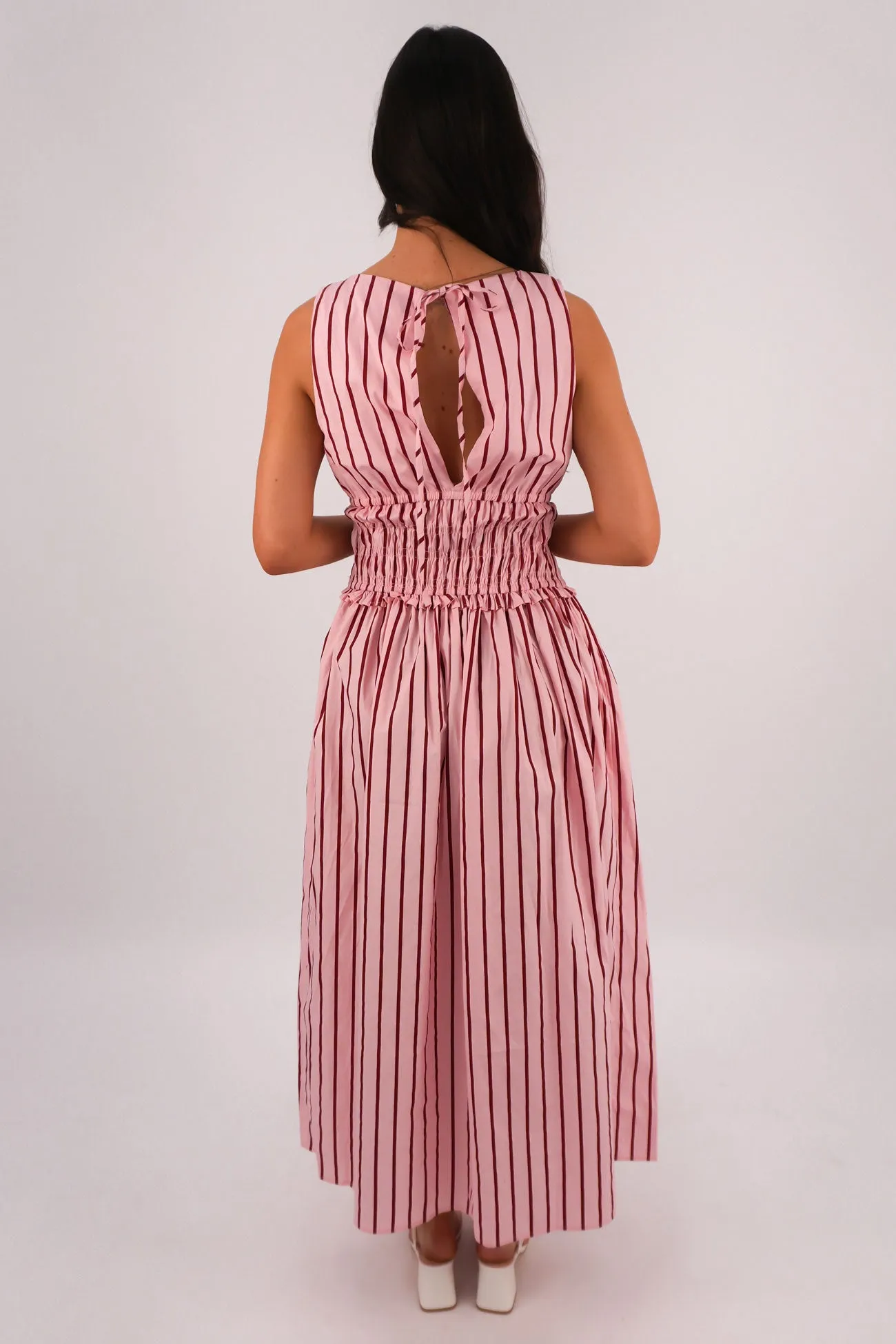 Seth Maxi Dress Pink Stripe TemperatureRegulatingFabric Modern Aesthetic