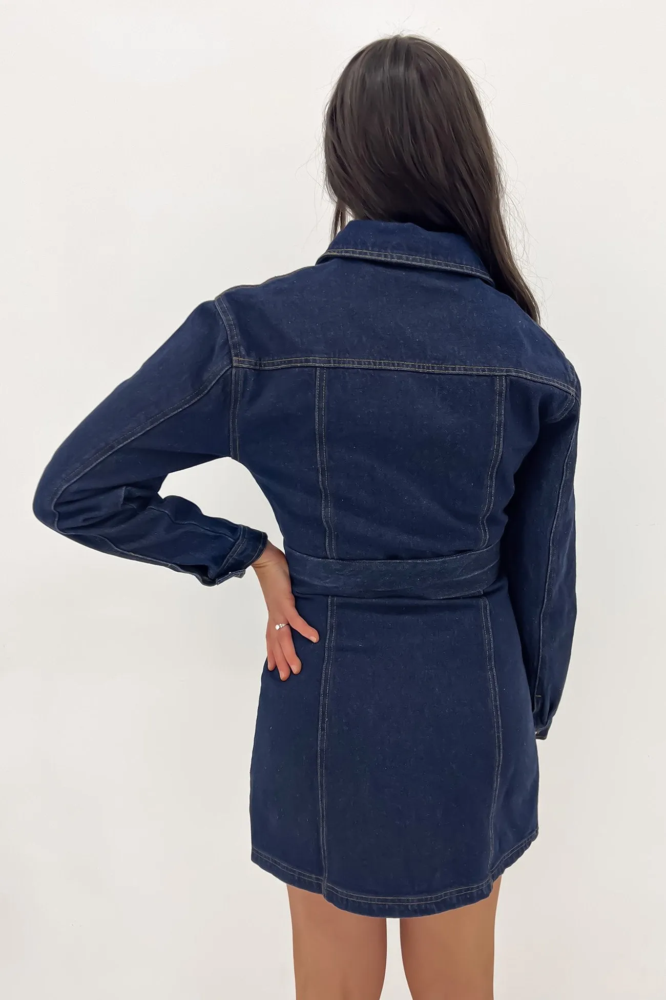 Urban Drape Occasion Wear Shannon Denim Mini Dress Blue
