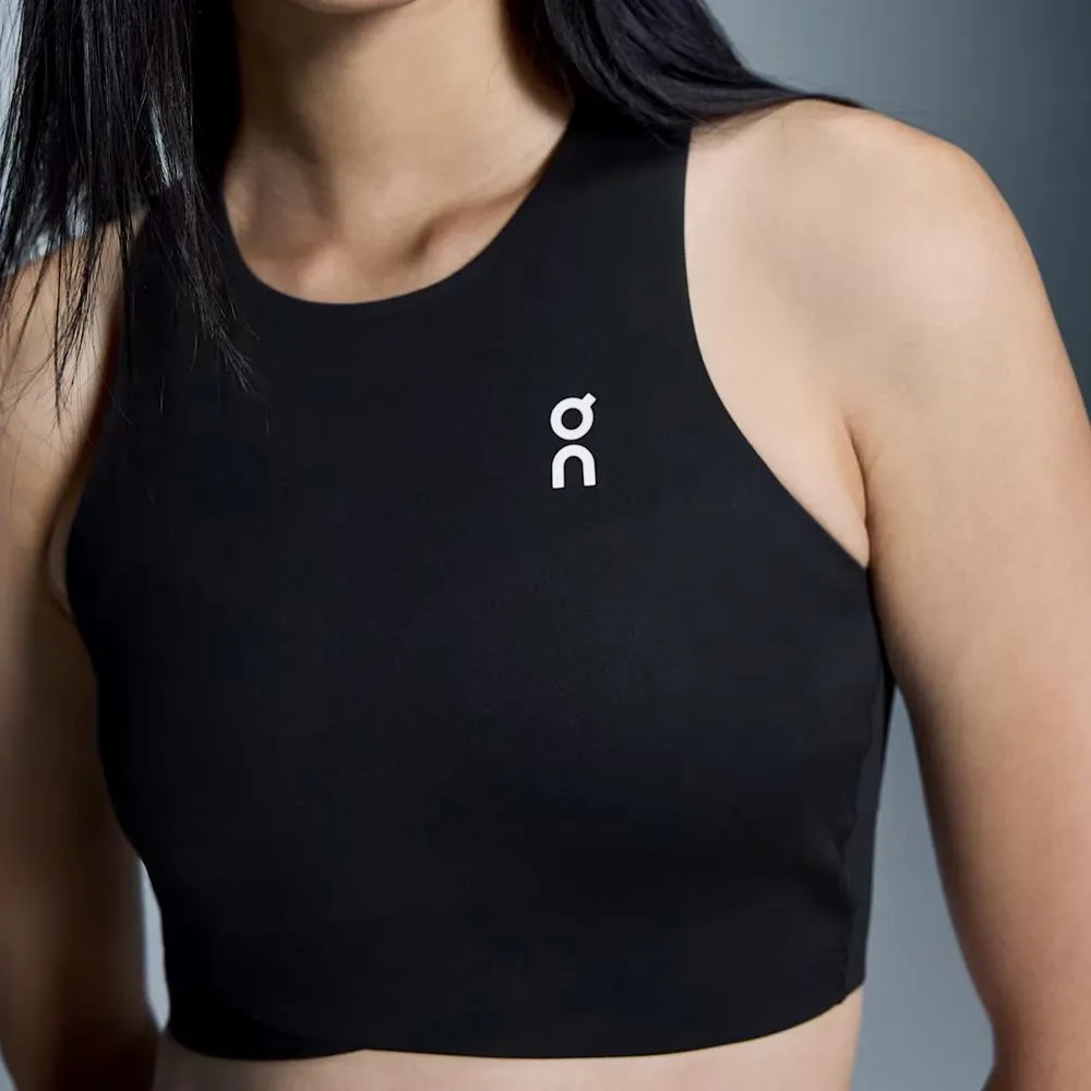 Metallic accents Roll-Up Shape-retaining On Women's Court Crop Top - Black