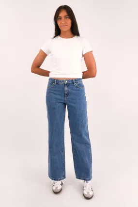 Casual Friday Parent Style Travel Outfit Base Comfort Mid Wide Jean Blue Intuition