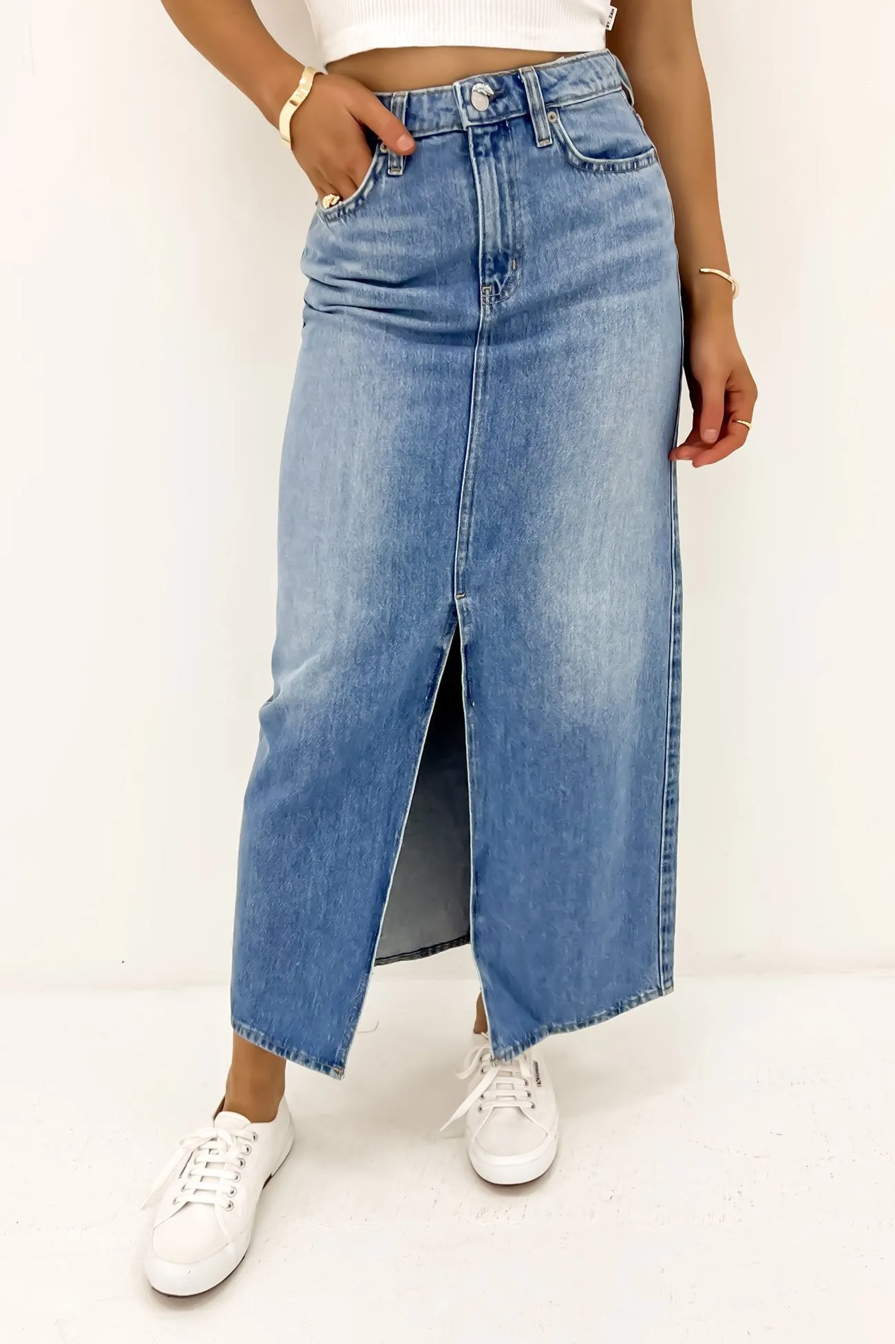 Floral Pattern Light Mood Hi Maxi Skirt Pacific Fade