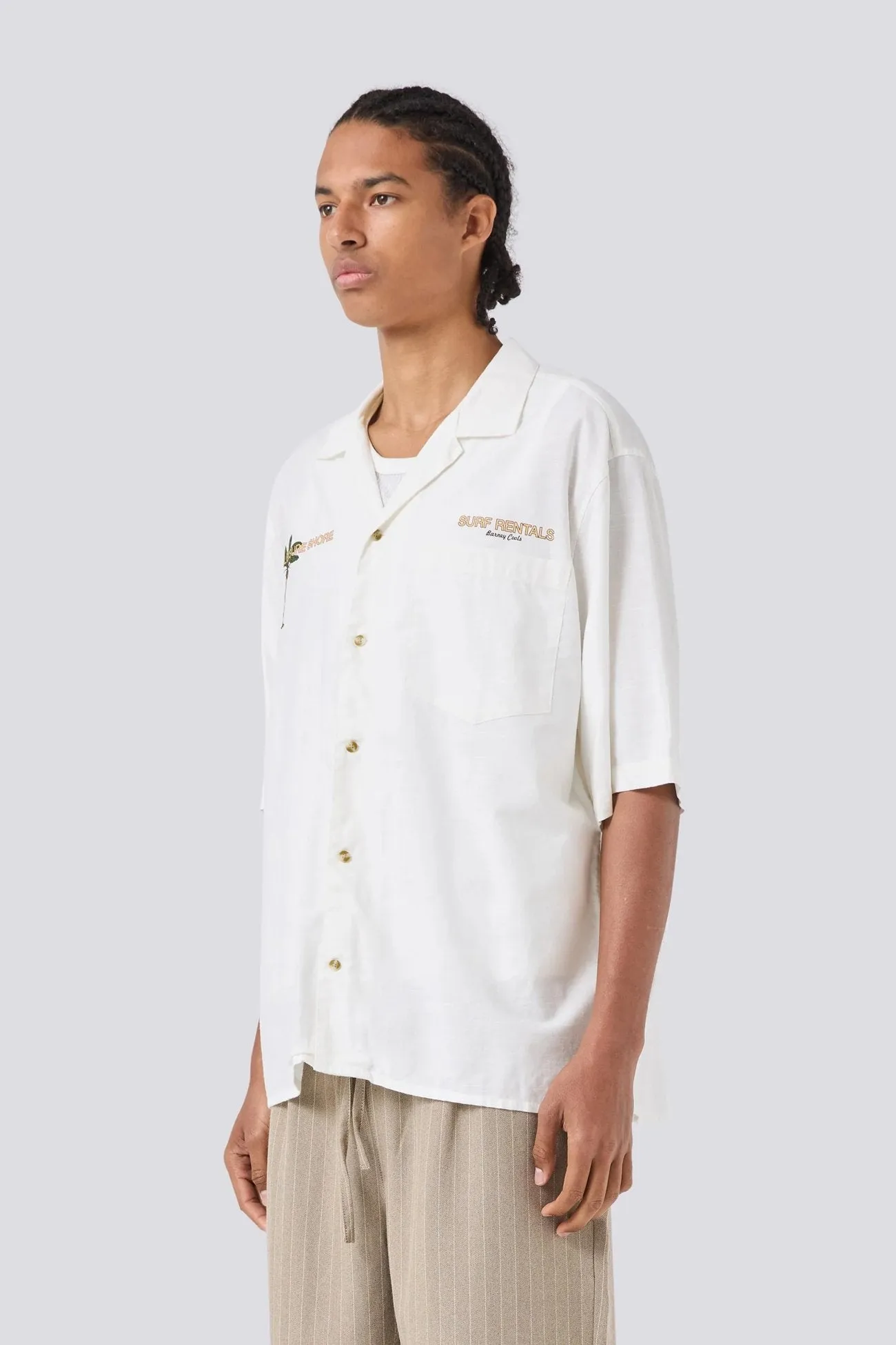 High Neck Anti Static Fabric Shore Shirt Natural