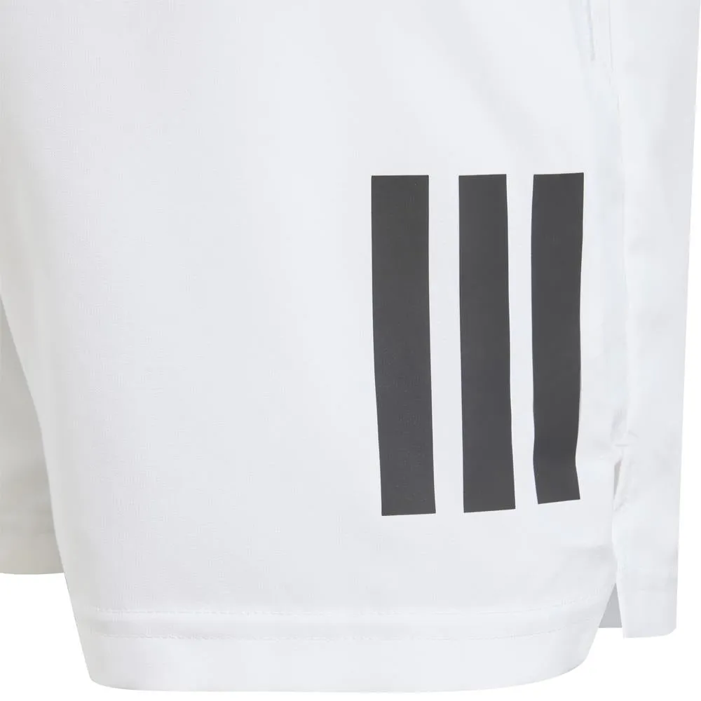 adidas Junior Club 3 Stripe Short - White Regular Fit Fluid movement