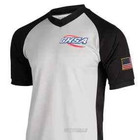 Sweat-Absorbing Seamless construction NEW! GHSA Logo Grey Basketball Referee V-Neck