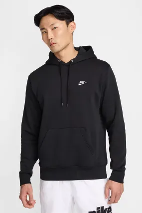 Multi Pocket UV Protective Layer Nike Club BB Pullover Fleece Hoodie Black White