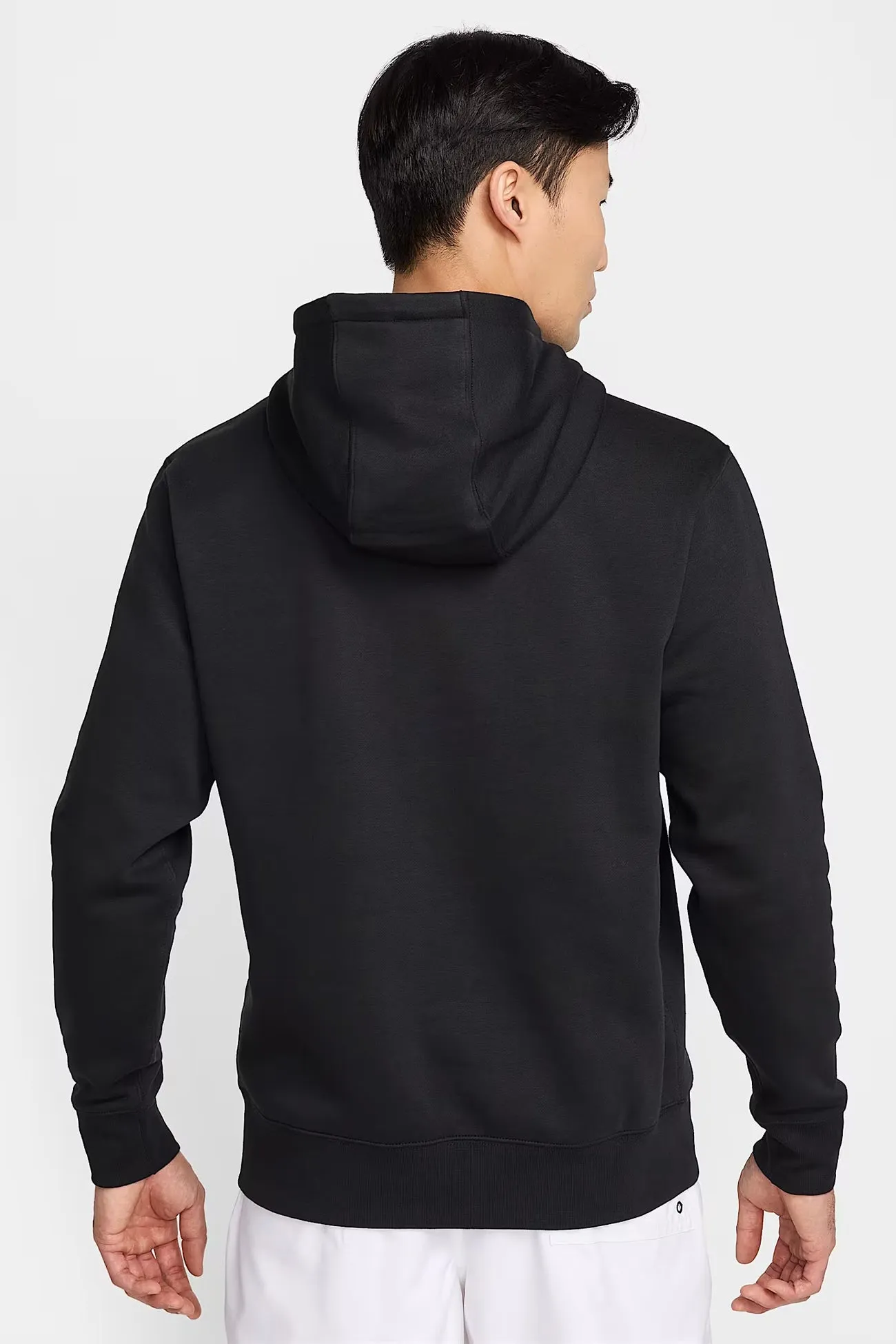 Nike Club BB Pullover Fleece Hoodie Black White Layered Ventilation Panels SlimSilhouette