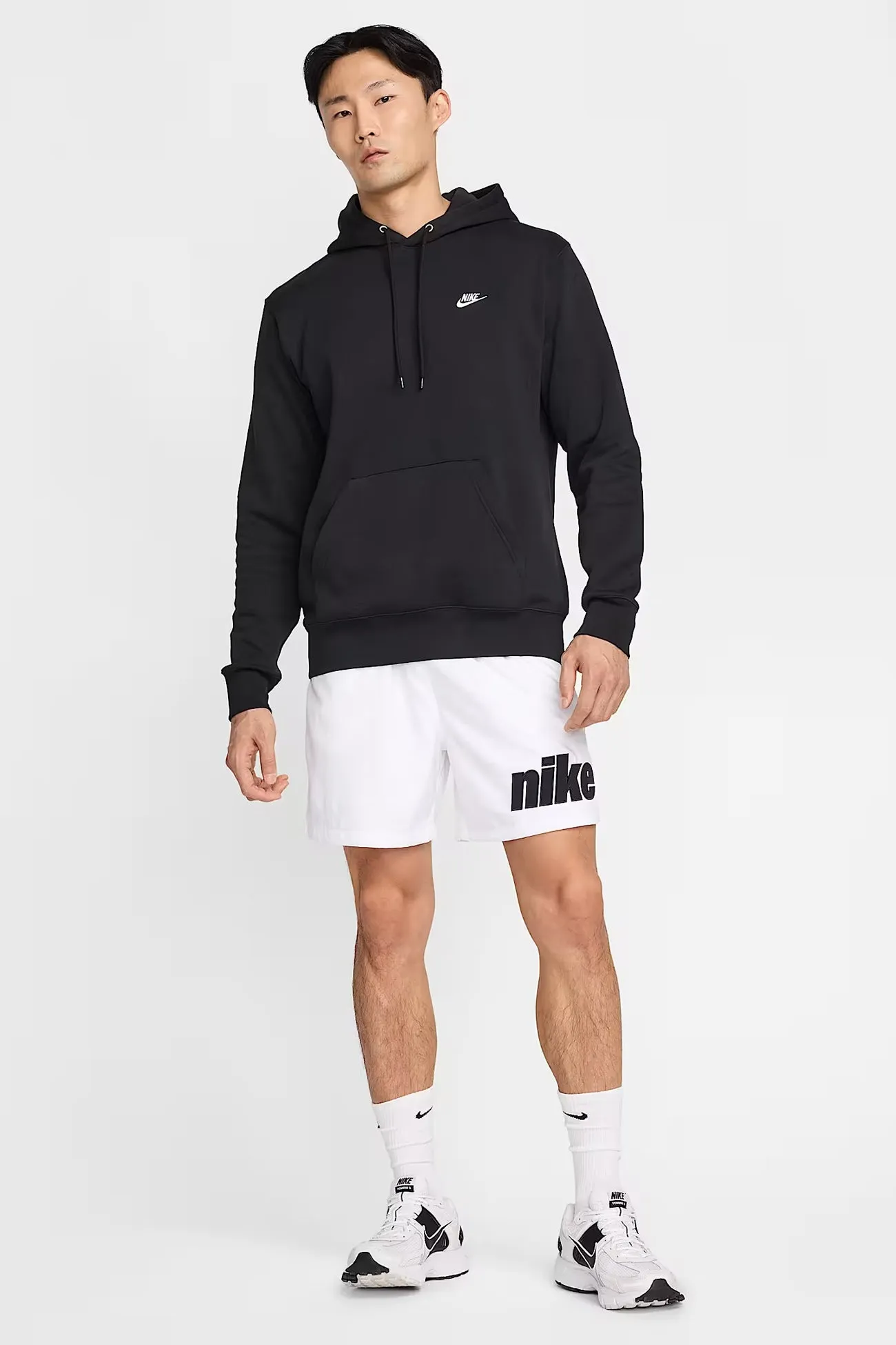 Nike Club BB Pullover Fleece Hoodie Black White Fashion Forward Layer