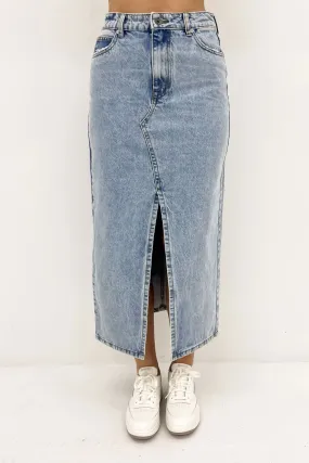 Adjustable Hem Eva Maxi Skirt Light Blue