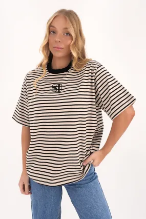 Bold Style Silent Stripe Short Sleeve Tee Black