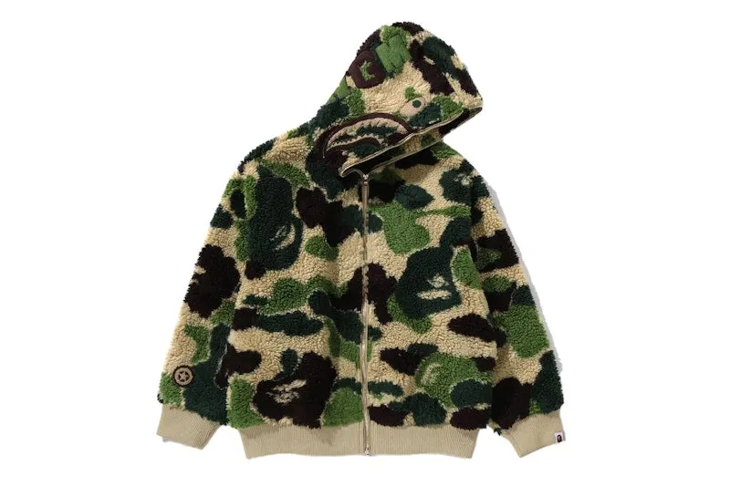 embossed Bape Abc Camo Boa Shark Relaxed Fit Hoodie Green