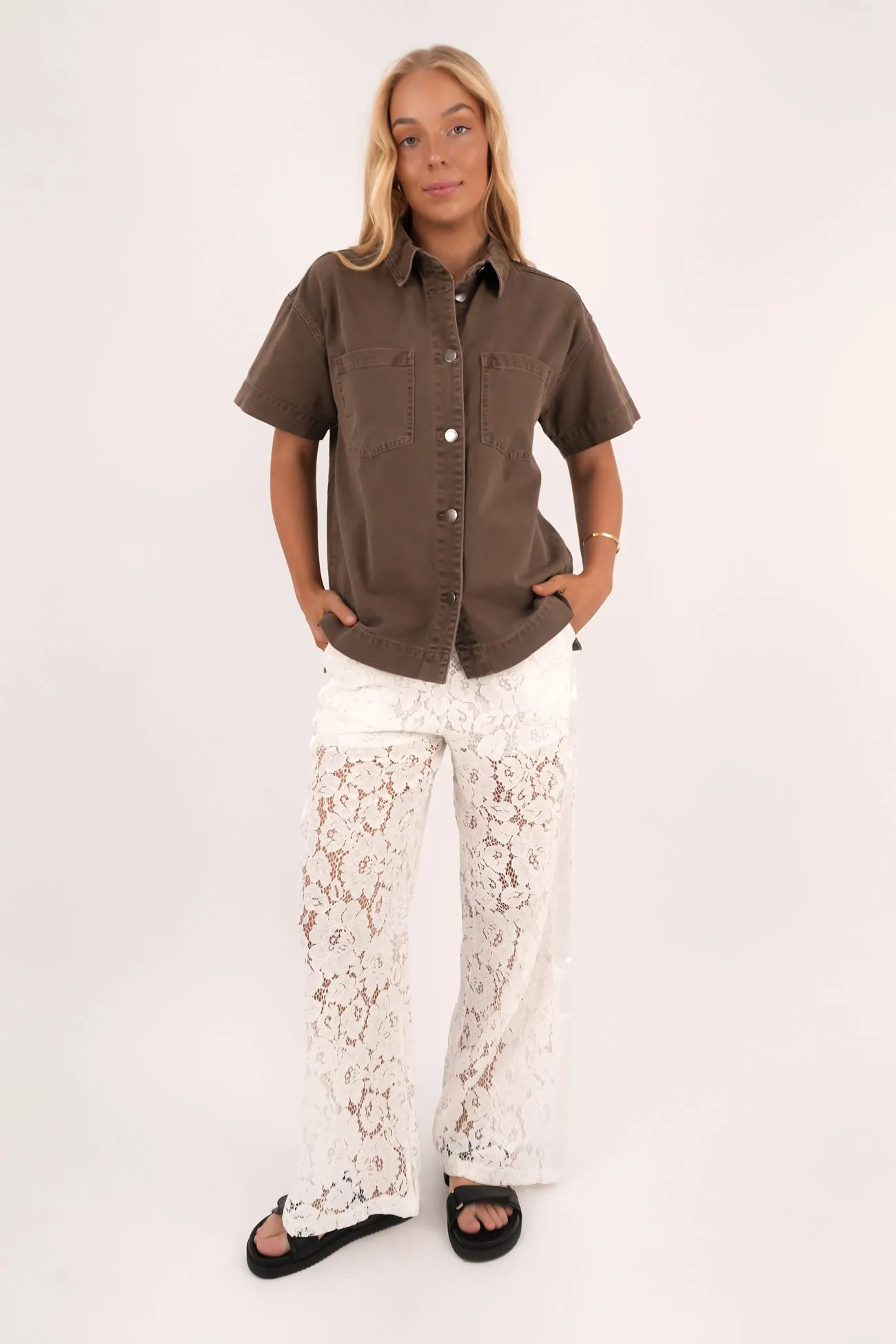 Simi Denim Shirt Cocoa Exclusive Collection Unisex style