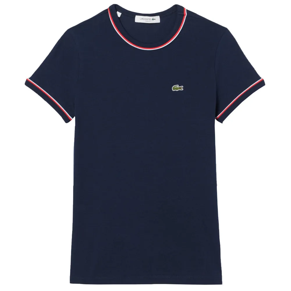 Breathable Wool blend simple design Lacoste Women's Contrast Accent Jersey Tee - Navy Blue
