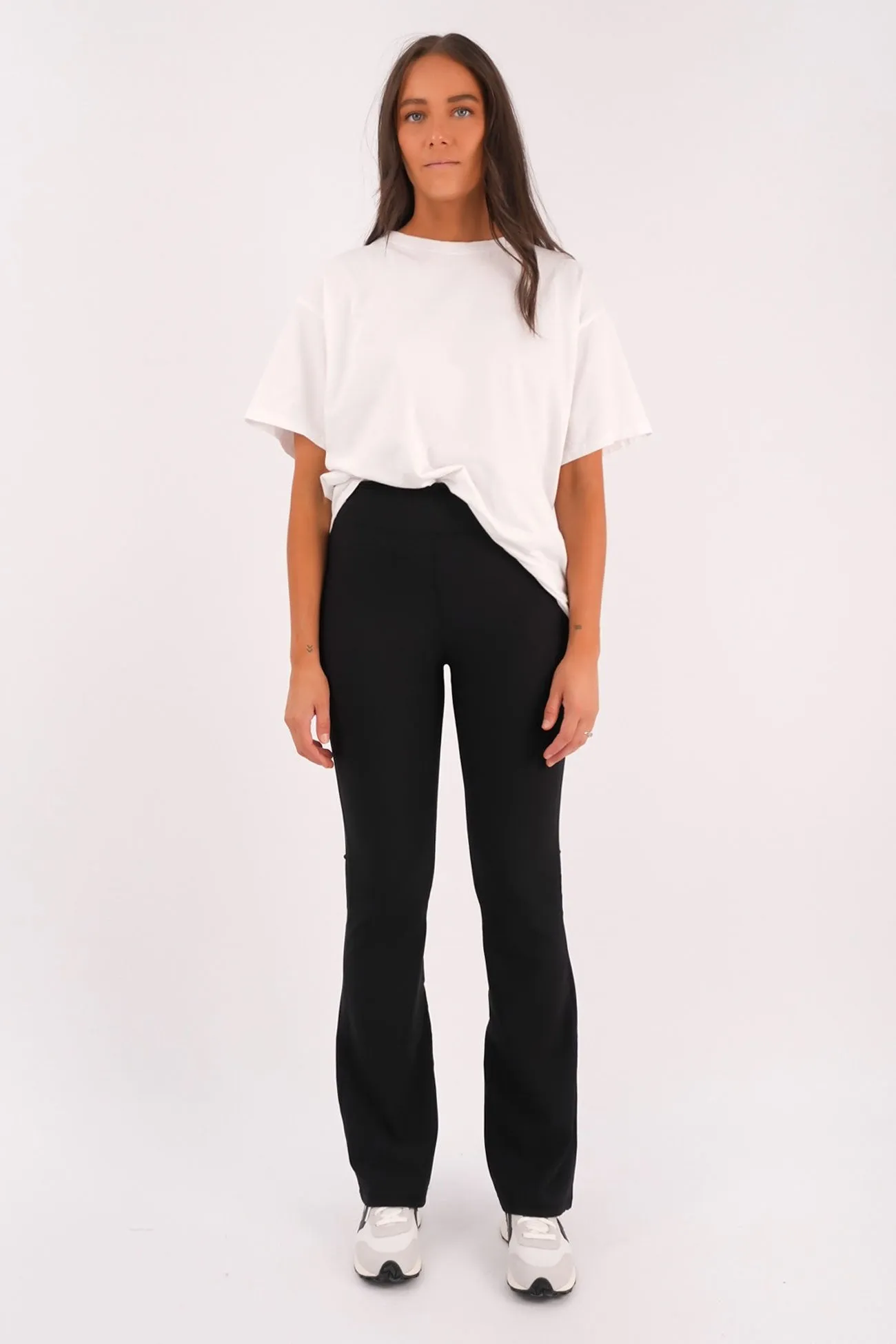 MachineWashableFabric Active Rib Flare Legging Black