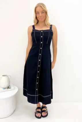 Clean Cut Siobhan Denim Midi Dress Black