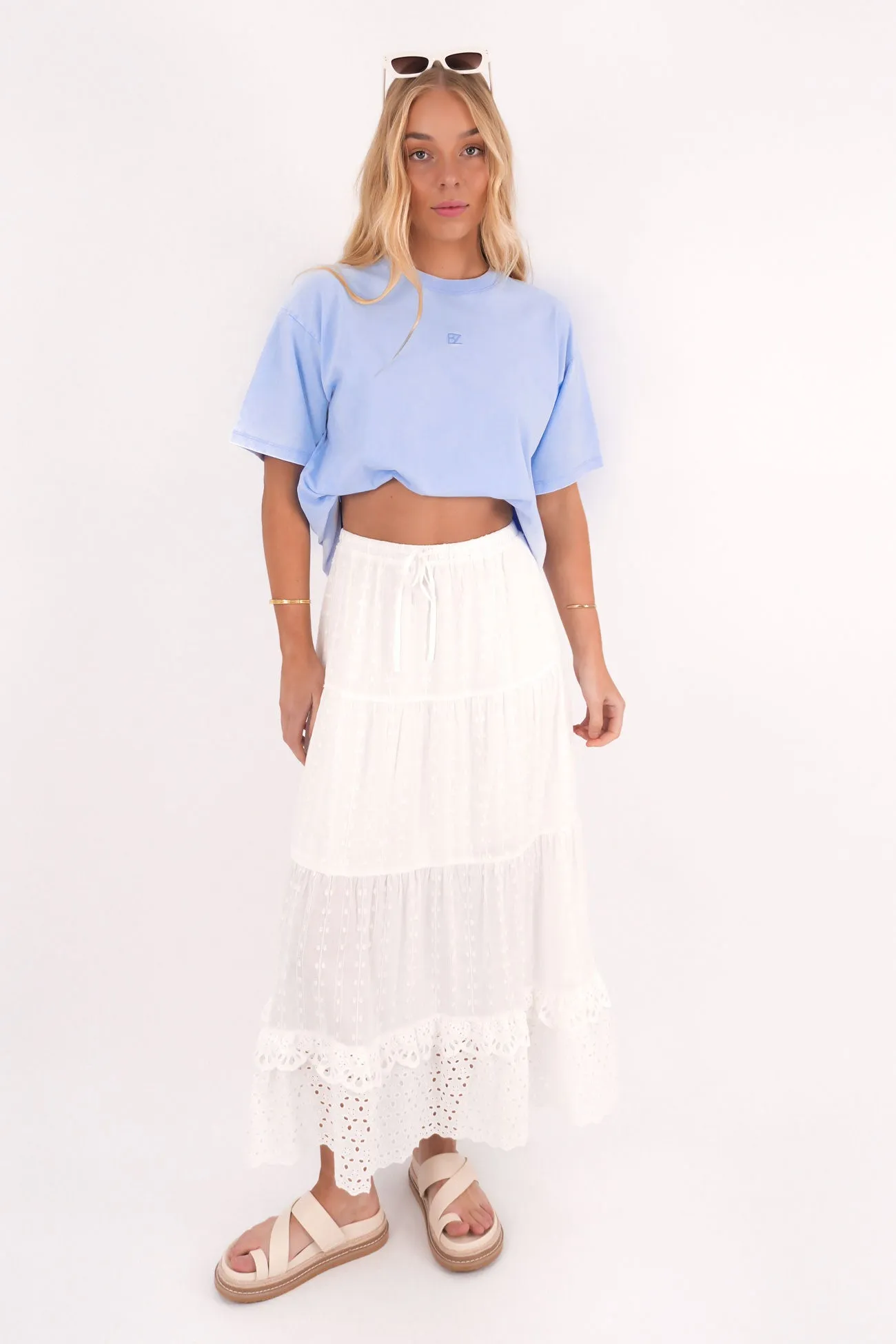 Light Flow beaded embellishment Sirene Midi Skirt White