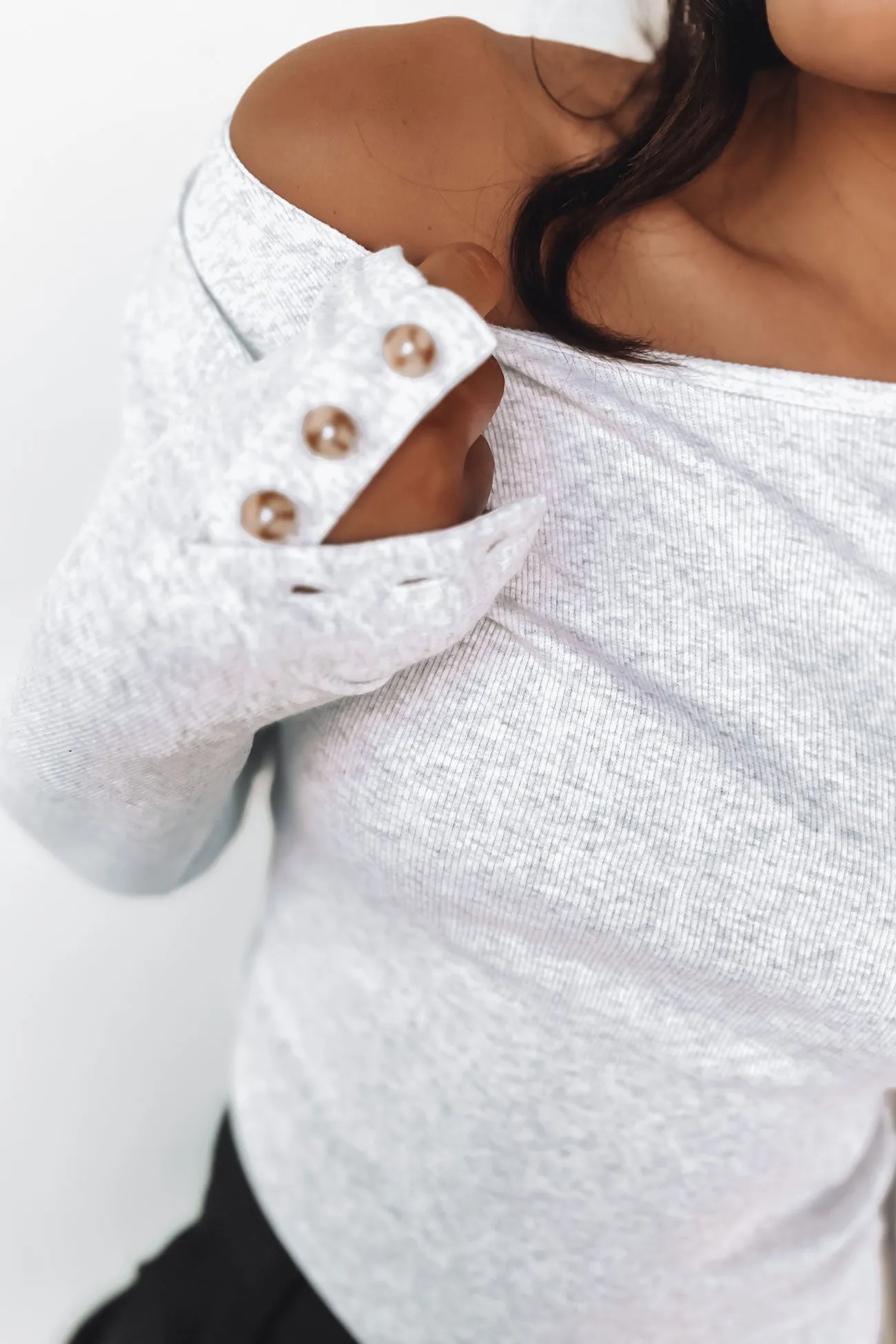 machine - washable Vegan Jordyn Rib Long Sleeve Snow Marle