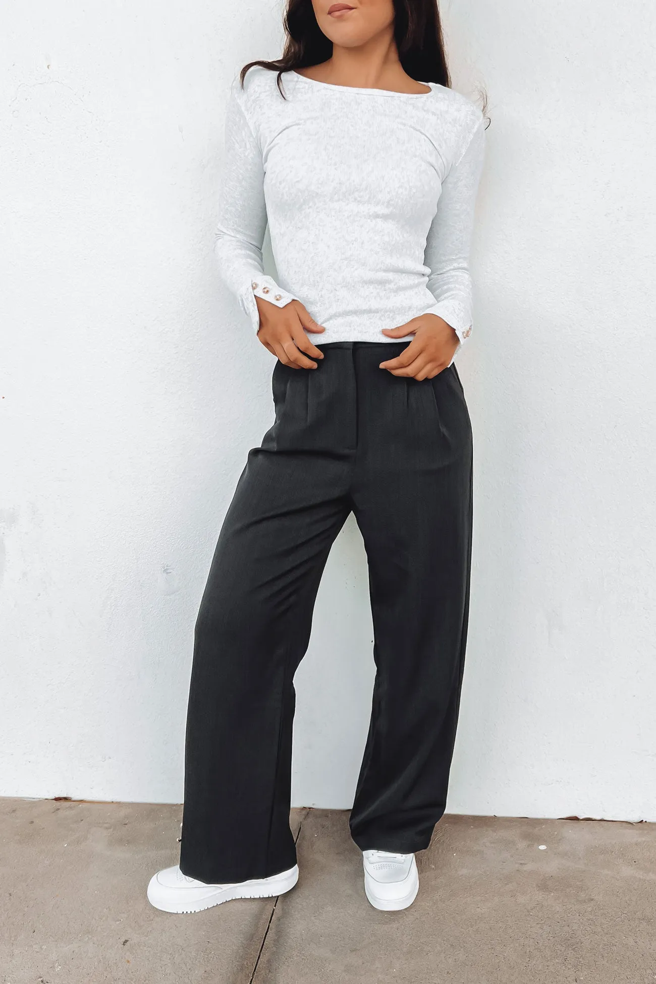 Low Maintenance Fabric Striped Jordyn Rib Long Sleeve Snow Marle