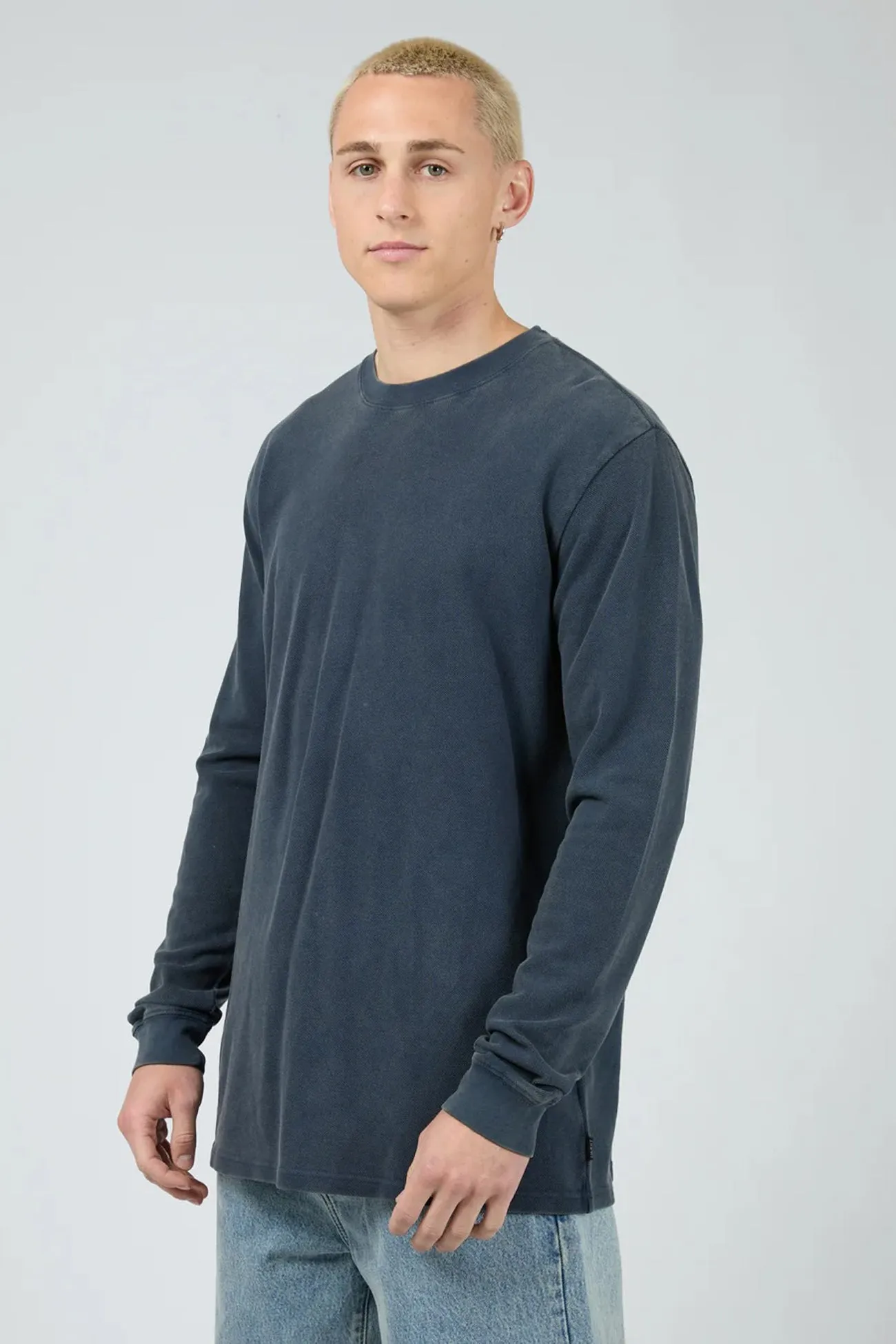 simple design Pique Long Sleeve Tee Navy