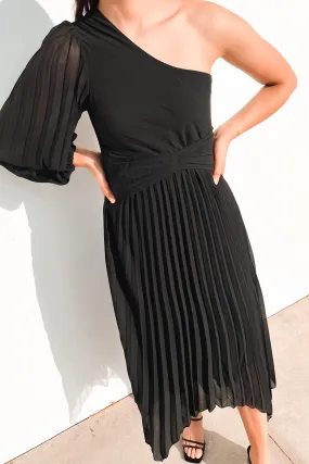 Elegant Charm Natural Wrap Skyla Midi Dress Black