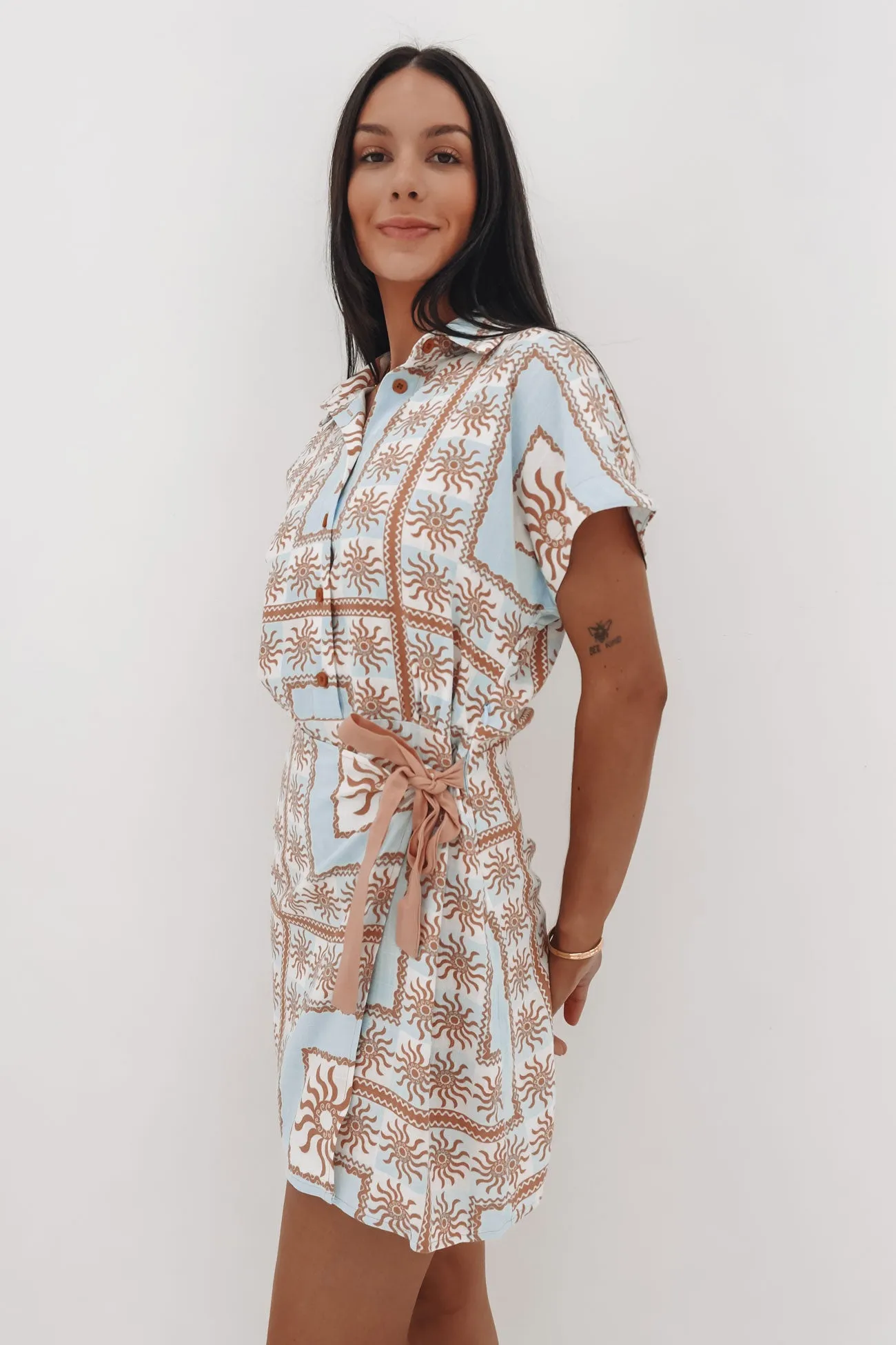 Earth Colors Comfy and Relaxed Diesel Mini Dress Flores