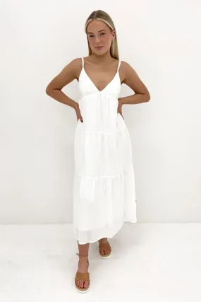 Understated Elegance Classic Tiered Midi Dress White
