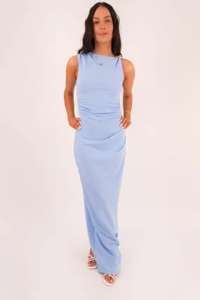 Textured Look Devlin Maxi Dress Baby Blue