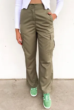 Kourtney Cargo Pant Khaki Adjustable Belt Loops Casual Layer