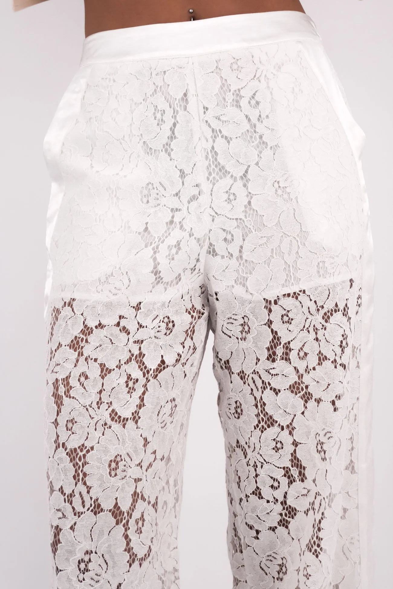 Straight Leg Sunna Lace Pant White