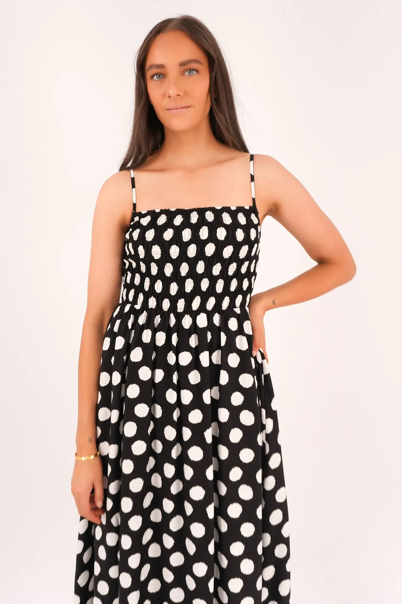 Multipurpose Selene Midi Dress Black Dot