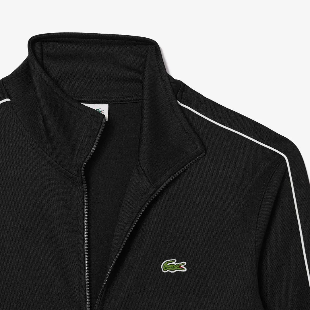 Non-Insulated Printed Sleeveless Lacoste Men's Paris Pique Zip Up Jacket - Black