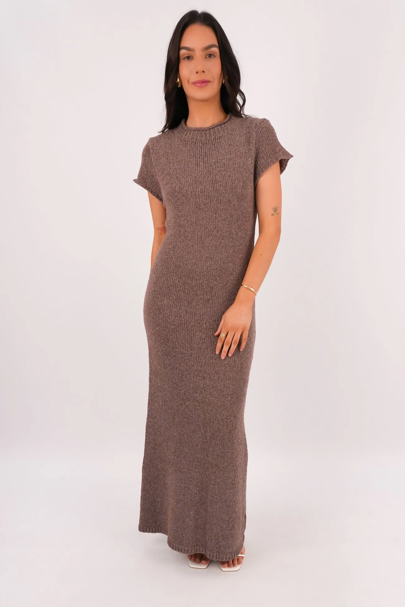 Leela Knit Maxi Dress Chocolate Relaxed Wear