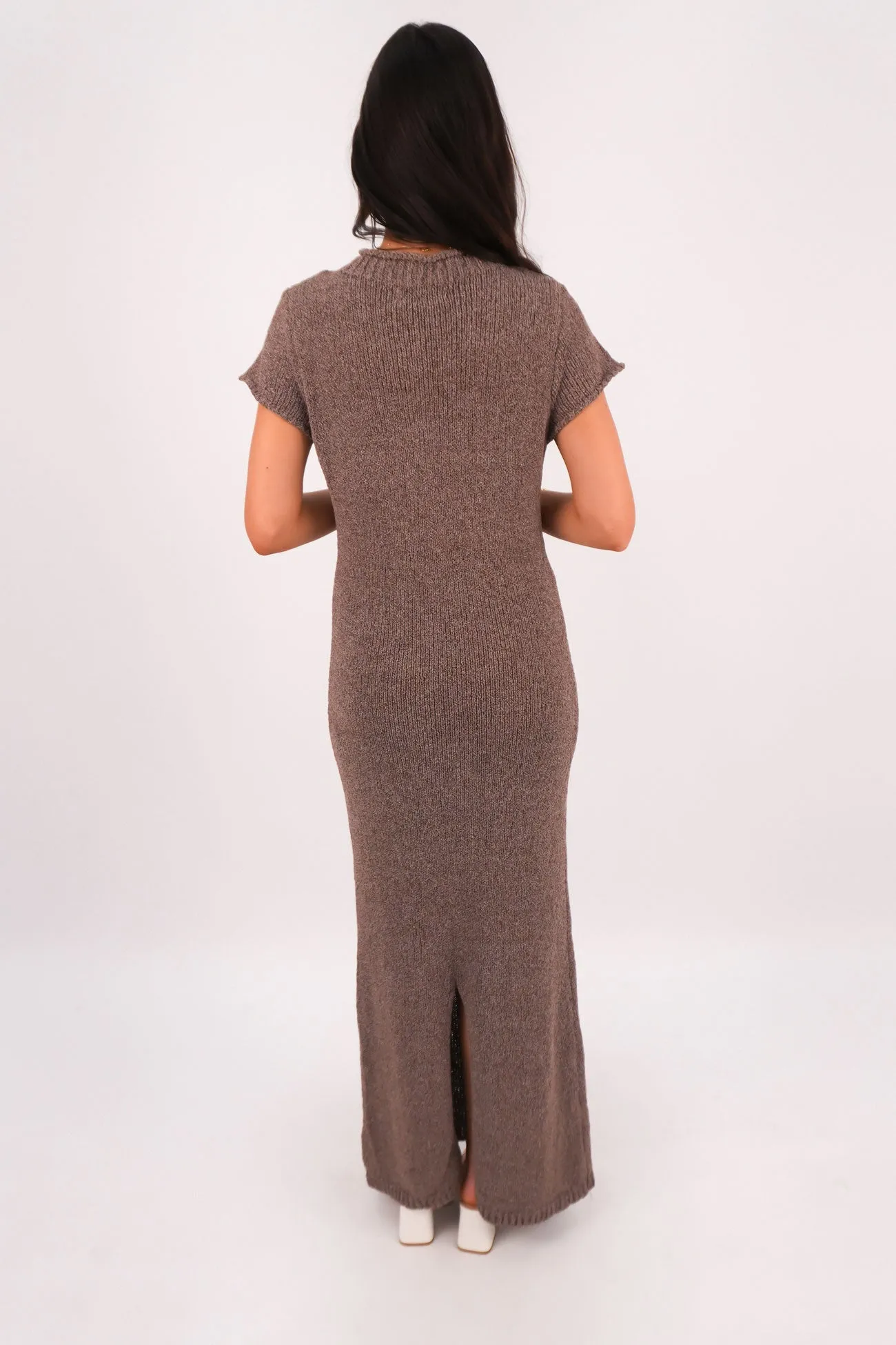 Grace Walk Charming Design Leela Knit Maxi Dress Chocolate