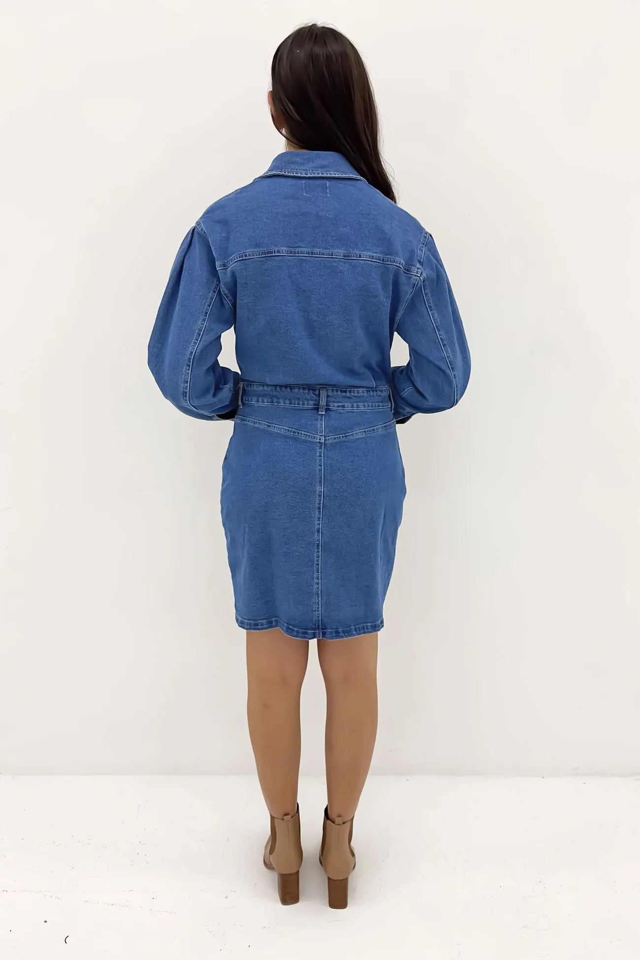 Gabrielle Denim Long Sleeve Dress 80 Wash Breath Soft