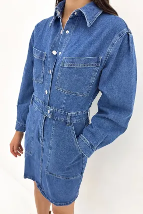 Stylish Feel Gabrielle Denim Long Sleeve Dress 80 Wash