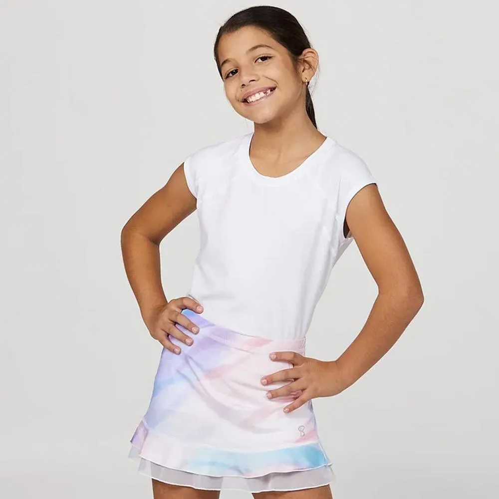 Fade Resistant streamlined look Sofibella Girls Watercolor Ruffle Skort - Watercolor