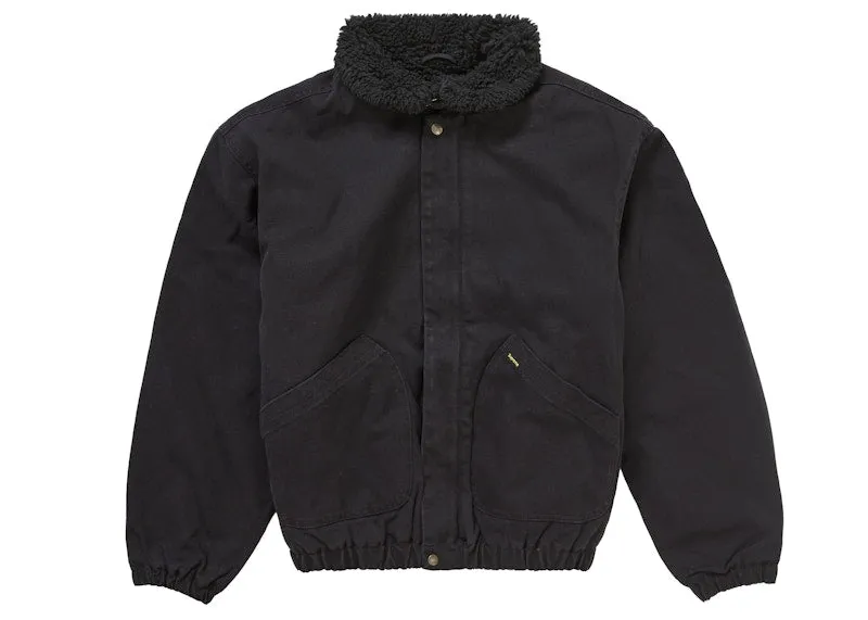 Removable Supreme Faux Shearling Lined Bomber Jacket Black